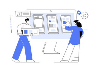 UI UX design software abstract concept vector illustration.