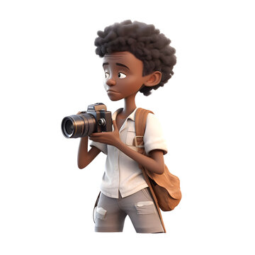 3D Render of an African American Teenage Girl with a Camera