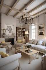 Classic style interior of living room in luxury house. Generative AI content