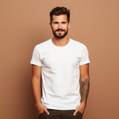 Fototapeta premium guy in basic white t-shirt