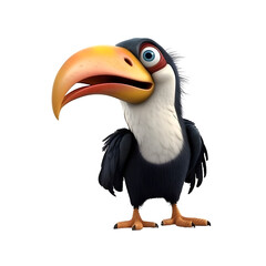 3D Render of a Toucan cartoon character isolated on white background