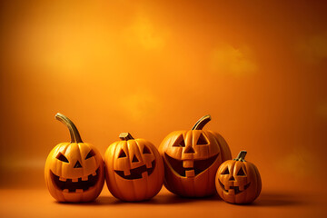 Halloween pumpkins, jack-o-lantern on an orange background 2