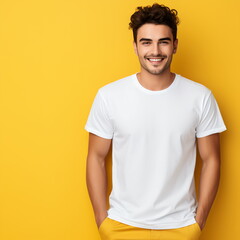 Fototapeta premium guy in basic white t-shirt