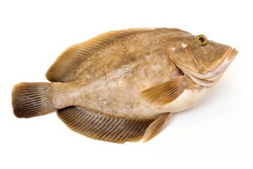 Naklejka premium European flounder fish on a white background, created by Generative AI