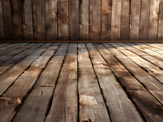 Reclaimed Wooden Planks Wall (Generative AI)