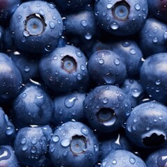 Refreshing Harvest: Realistic Seamless Pattern of Wet Blueberries
