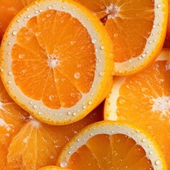Citrus Splash: A Seamless Pattern of Wet Sliced Oranges