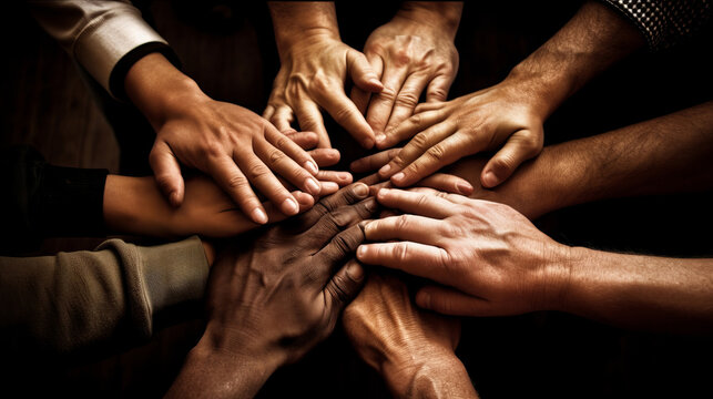  Illustration of Hands Together on Black Background