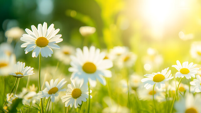 Un champ de fleurs au printemps.