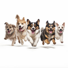 group of dogs on white background. Generative in ai 