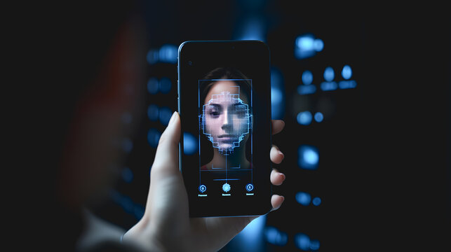 Une personne en train de déverrouiller son téléphone avec la reconnaissance faciale. 