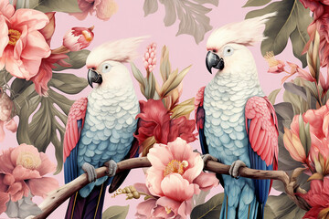 parrot on a tree painting