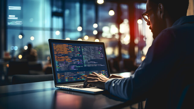 Un data analyste en train de travailler de la donn&eacute;e sur son ordinateur portable. 