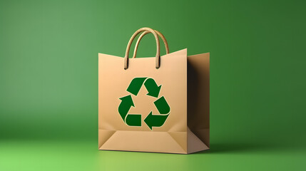 Un sac en carton avec le symbole du recyclage pour un achat durable.