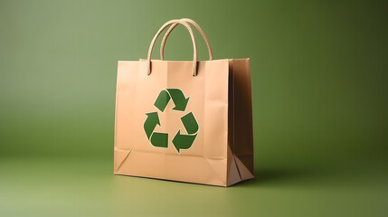 Un sac en papier avec le logo du recyclage.