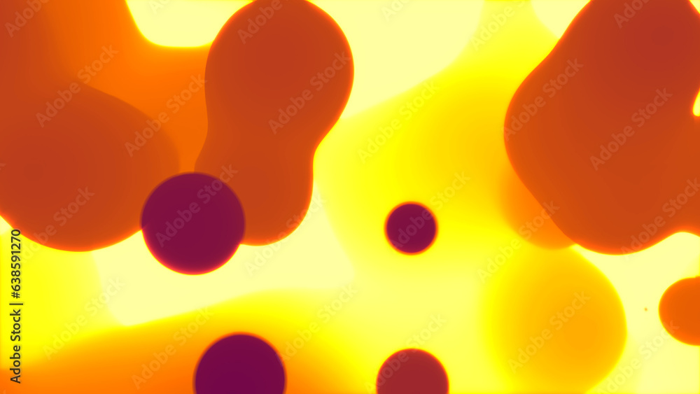 Poster pink slight gentle forms in space of golden orange bokeh light - abstract 3d rendering