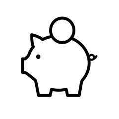piggy bank with coin sign - vector icon