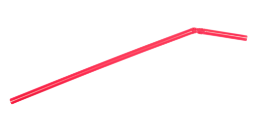 Red drinking straw isolated on white, clipping path, top view