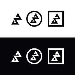 vector, set, WB logo, W logo, B logo, peaks, Abstrack mountains, circles, squares, geometric, frames, black and white