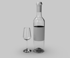 3d render glass image, drink, wine