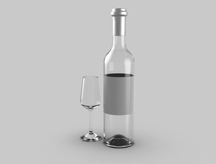3d render glass image, drink, wine