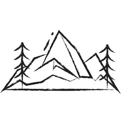 Fototapeta premium Hand drawn fell mountains icon