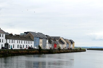 Fototapeta na wymiar Colorful houses in Galway Bay.