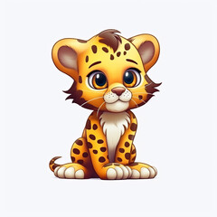 Graphic design, cartoon style, Cute leopard, clipart.generative ai