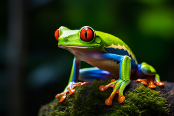 A Red-Eyed Tree Frog Peers Over the Jungle Floor