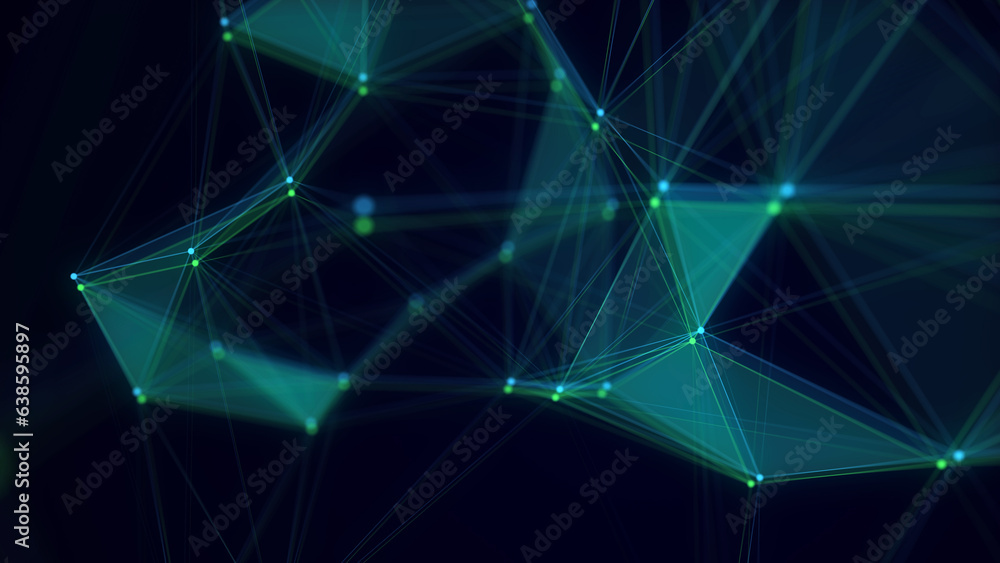 Poster Blue network connection structure. Science background. Abstract digital background. Big data visualization. 3d rendering.