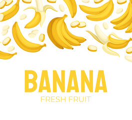 Banana Fruit Banner Design with Yellow Peel Vector Template