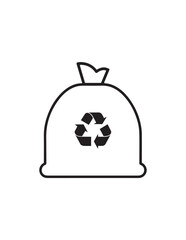 Trash bag recycle icon.