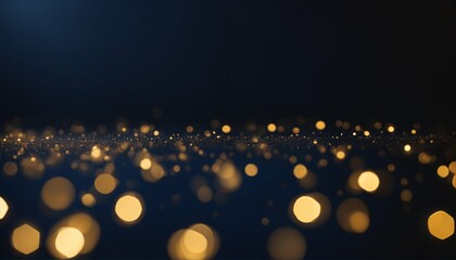 Christmas golden light on navy blue background - dark blue and gold particle abstract, shine particles bokeh, gold foil texture, holiday concept