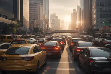 Foto op Plexiglas photo traffic jam in the big ciy at rush hours © saktiyudha