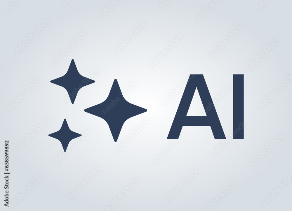Poster ai icon. artificial intelligence logo. machine learning. generate image amd text sign. computer help