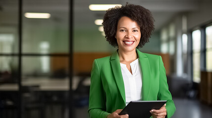 Smile, portrait of adult a black woman with a tablet, meeting or teamwork. Happy, business and a corporate employee.


 - obrazy, fototapety, plakaty