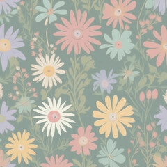 Seamless floral background. Generative AI.