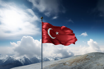 Turkish Flag. 29 Ekim Cumhuriyet Bayrami concept. 100th year of the Republic of Turkiye. Turk Bayragi.