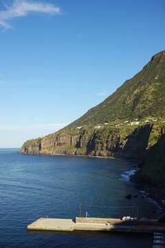 The panorama of Malfa village, the Aeolian islands, Sicily