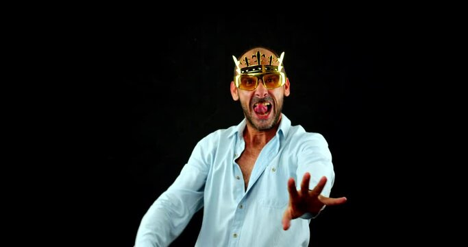 A Discontented Man from Business Life, Wearing Casual Clothes, Going Crazy and Dancing a Nonsensical Manner