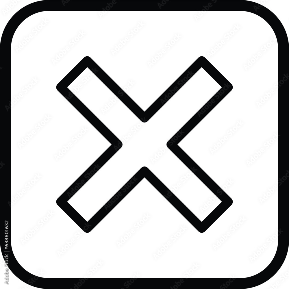 Poster delete icon square in trendy style . close icon button vector