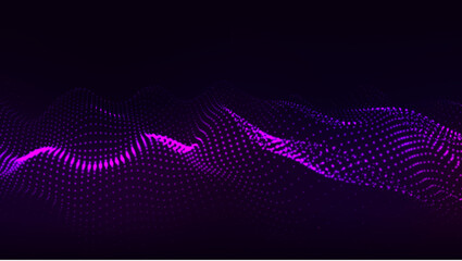 Dynamic wave of particles. Abstract futuristic background. Big data visualization. Vector illustration.