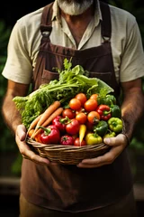 Gordijnen Farmer holding fresh-picked vegetables  © fotogurmespb