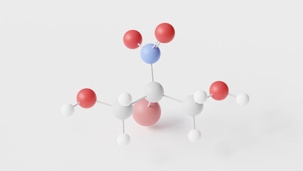 bronopol molecule 3d, molecular structure, ball and stick model, structural chemical formula antimicrobial