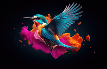 Colorful Hummingbird created with Generative AI Technology, ai, generative