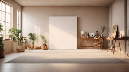 photo clean studio art with blank canvas