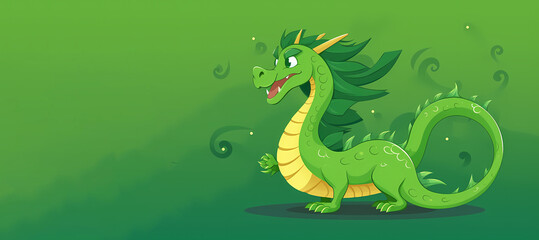 Fototapeta premium green, Chinese dragon on a green background, symbol of the new year 2024
