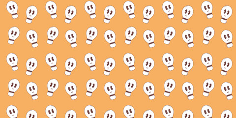 Halloween vector seamless pattern. Skull pattern in retro style.