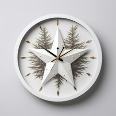 illustration of a white clock with a star on it