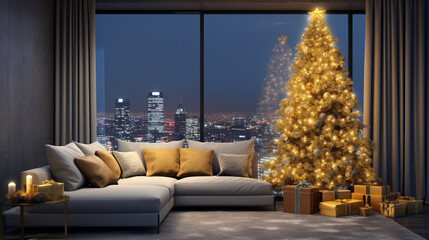 illustration of a christmas interior